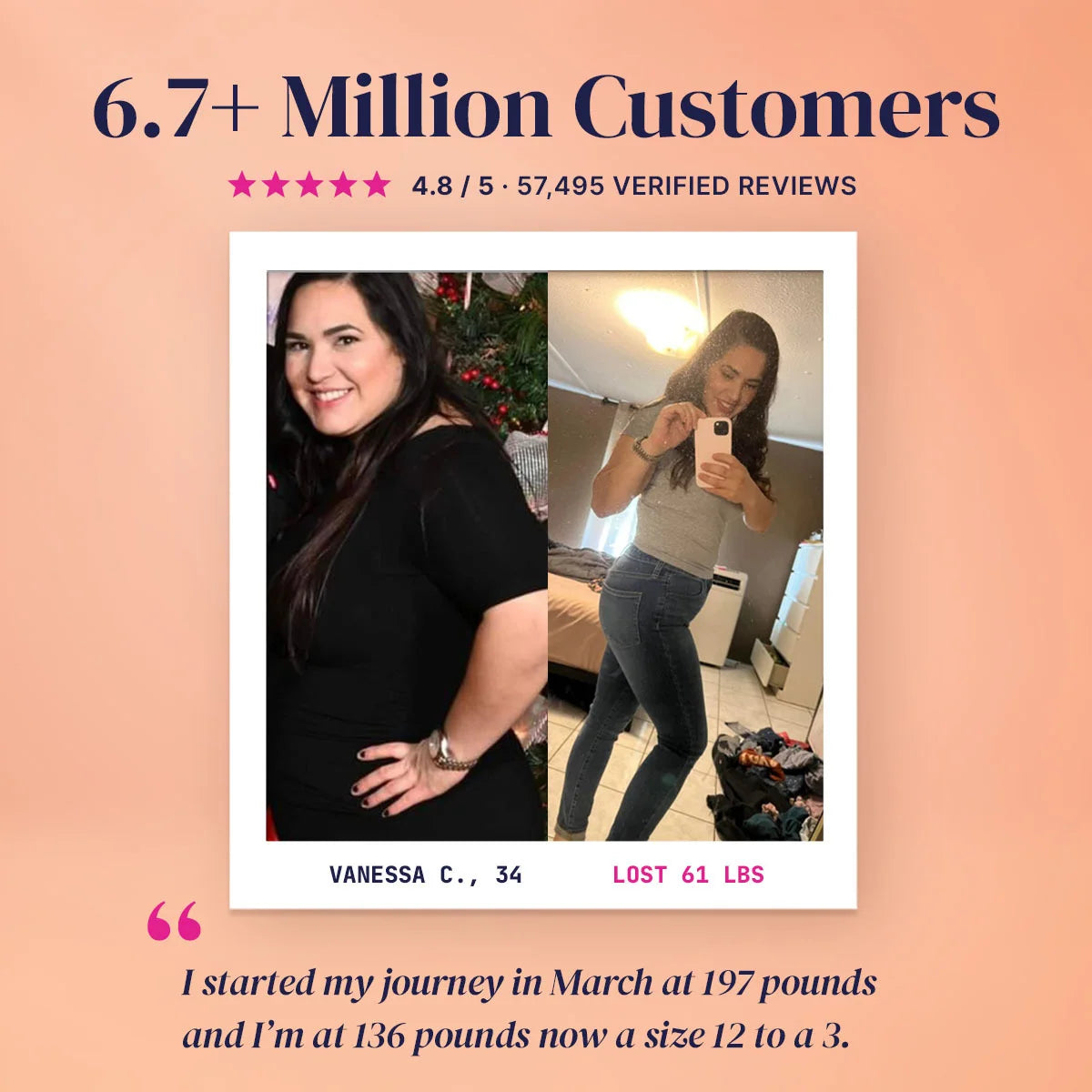 6.7 million customers, 4.8 star rating