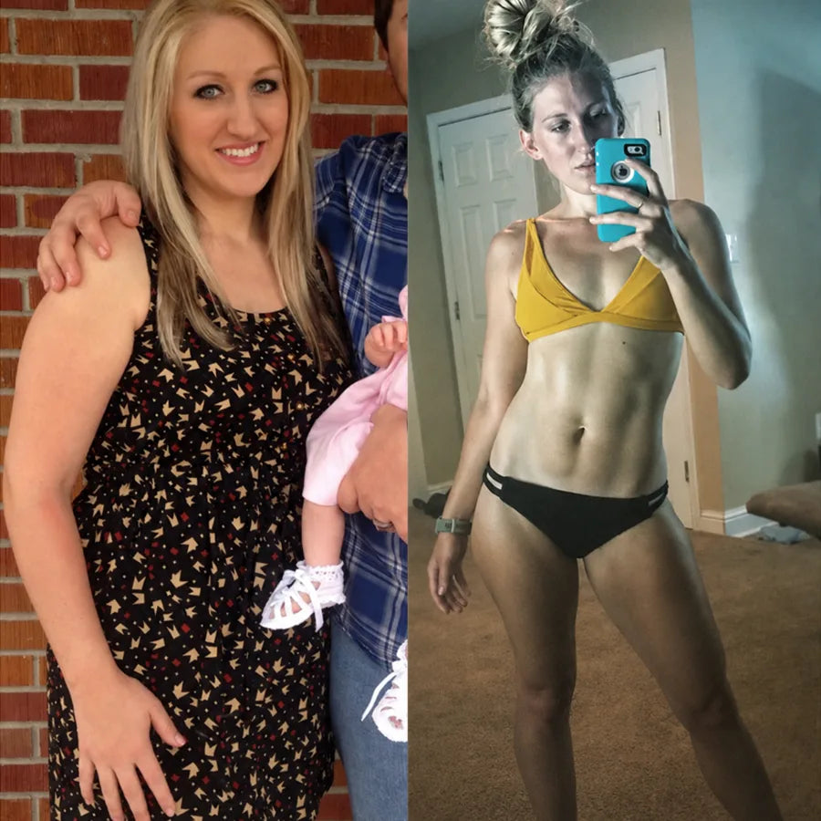 Morgan T., before and after on SkinnyFit
